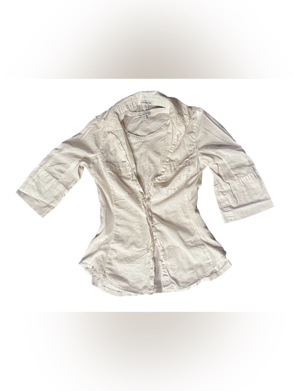 James Perse size L (3) sheer slub side panel button down shirt minimalist basic - Picture 3 of 11
